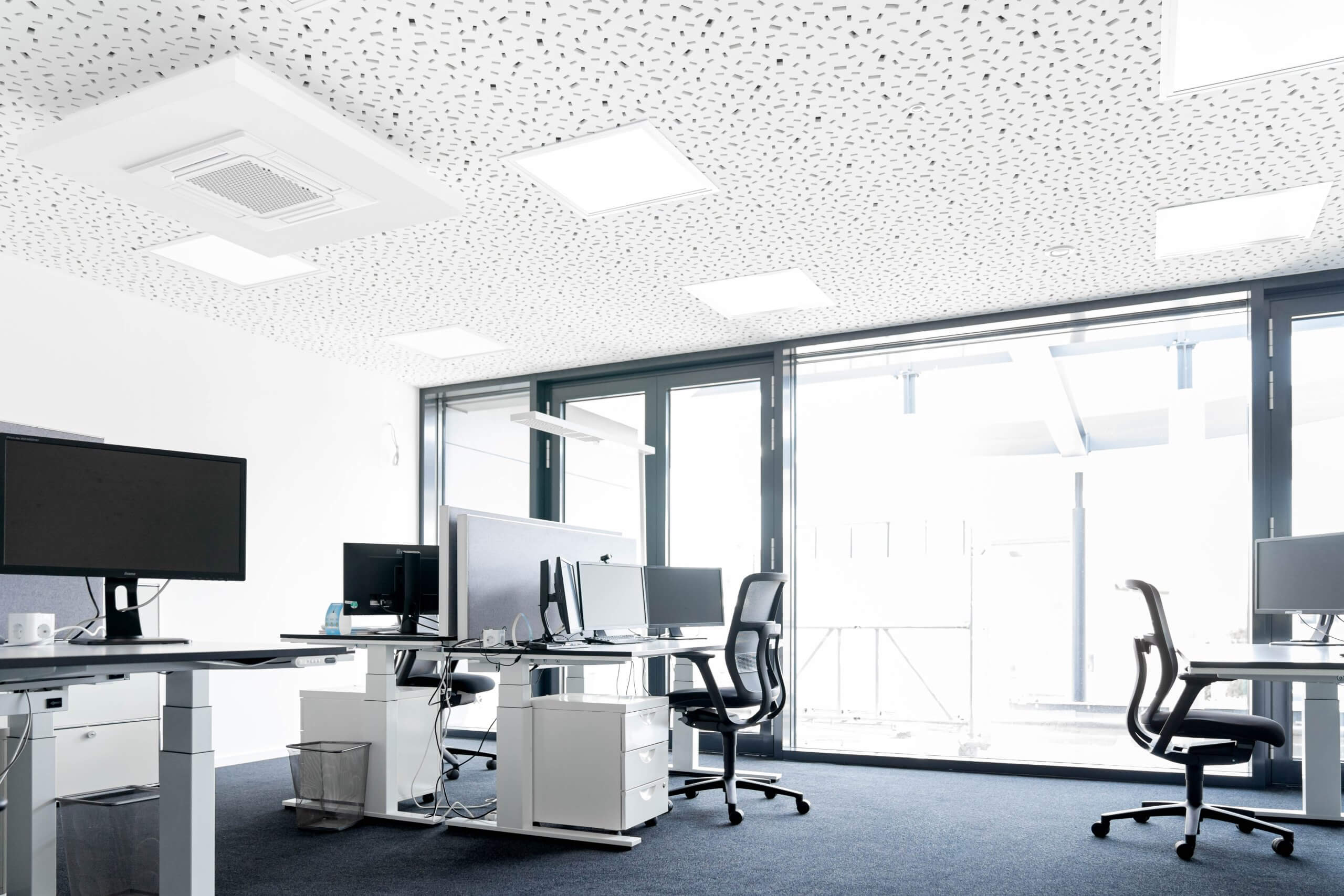 Lichtdurchflutetes Team-Büro mit Desksharing und höhenverstellbaren Schreibtischen